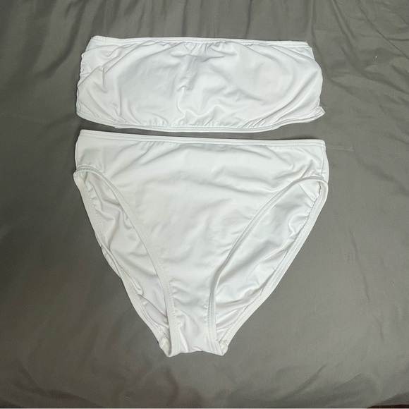 Michael Kors White Bandeau Bikini Bathing Suit Size Large - Picture 1 of 14